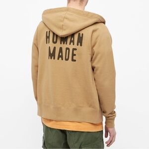 SOLD | HUMAN MADE Beige Heart Zip Logo Hoodie Unisex Medium Runs Small